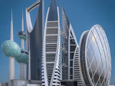 Gulf Buildings Set - 4 Pack Low-poly 3D model
