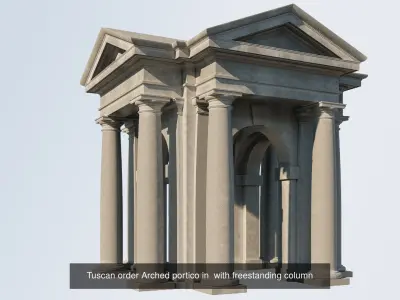 gazebo Arched portico in Tuscan orde on Vignola 3D Model Collection