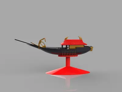 china old boat 3D print model