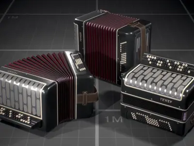 Soviet Button Accordion Low-poly 3D model