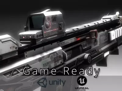 Sci-fi Assault Rifle Game Ready  - R201 Low-poly 3D model