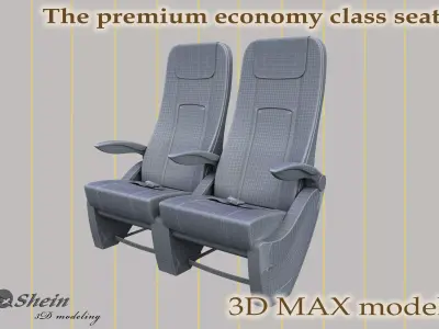The premium economy class seat with stitches 3D model