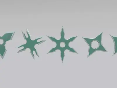 Green Ninja shuriken pack Low-poly 3D model