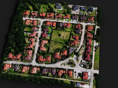 small town buildings area drone PBR photogrammetry FREE Free low-poly 3D model