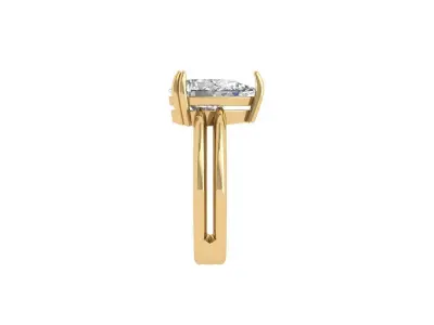 Pear Solitaire Ring 3D print model shop