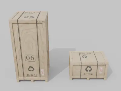 Customizable Wooden Crate Duo - Contrast Shapes 3D model
