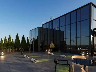 3D Rooftop Design Model  Modern Green Luxury Commercial Rooftop 3D model