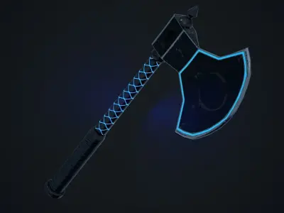 Blue Axe Low-poly 3D model