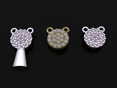 ROUND CLUSTER STUD PENDANT 1MM SMALL SIZE 3D print model