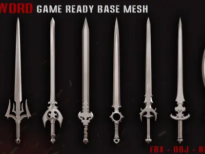 50 Sword Game Ready Base Mesh - Vol02 Low-poly 3D model