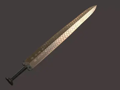 sword flachion fantasy steel bronze gold weapons melee 3D model