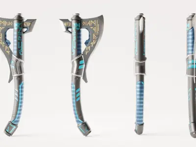 Axe Sci-fi realistic low-poly weapon for games and renders Low-poly 3D model