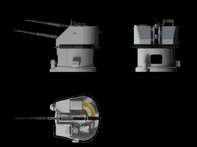 Russian Naval Gun 2-M-3 25mm 3D model