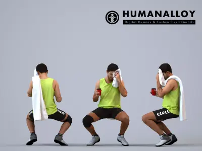 00533Levi004 - Adult Caucasian man sitting in sportswear with 3D model