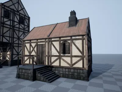 Modular Medieval House Low-poly 3D model