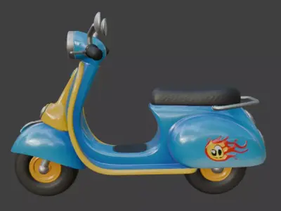 Vintage Retro Scooter 3D Model 3D model 4