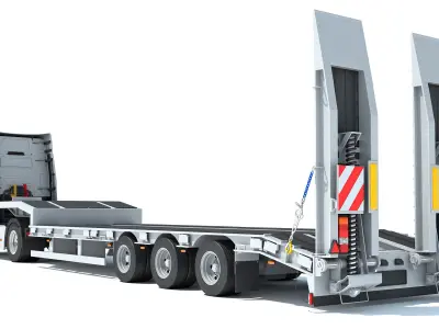 Truck with Platform Trailer 3D model