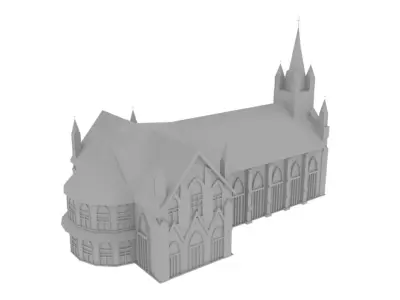 Low Poly Rosary Church Low-poly 3D model