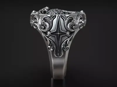 Aries Zodiac Sign Ring Antique Sculpture Signet 3D print model