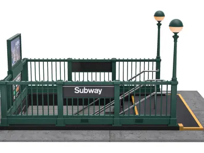 NYC Subway Entrance PBR 02 Low-poly 3D model
