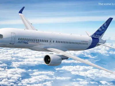 Airbus A220 300 Detailed Interior Rigged 3D model