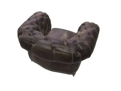 Vintage Tufted Leather Armchair Classic Chesterfield Style 3D model
