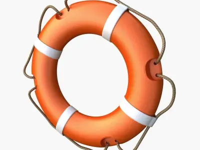 Lifebuoy orange life preserver 3D model