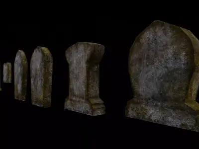Cemetery gravestone set 18 units Low-poly 3D model