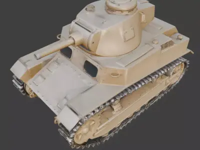 WWII Armored Combat Tank 3D Low-poly 3D model