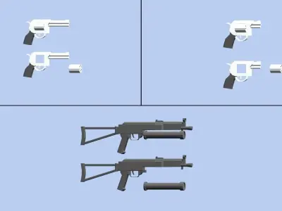 Lowpoly Guns Pack - Lowpoly Weapons -  Lowpoly Cartoon Guns Low-poly 3D model