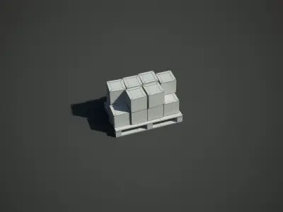 Boxes of tile on a wooden pallet Low-poly 3D model