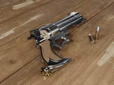 Revolver Low-poly 3D model 5