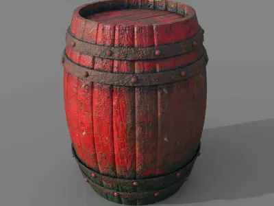 Wooden Barrel Set 3D model