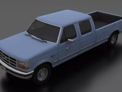 F-Series F-350 Pickup 1992 CrewCab Low-poly 3D model