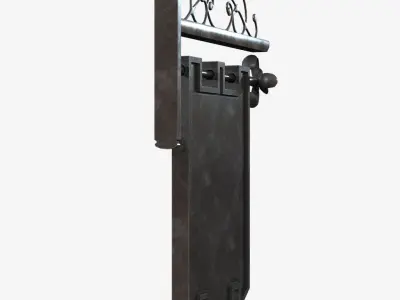 Signboard metal sign with ornate design 3D model