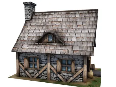 Medieval Building 08 Cottage Low-poly 3D model