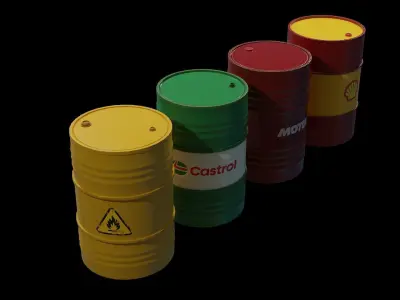 Oil Drums Pack Low-poly 3D model