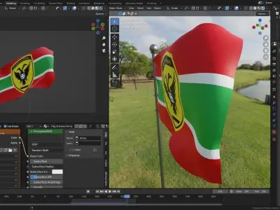 Animated Greece Flags 3D model