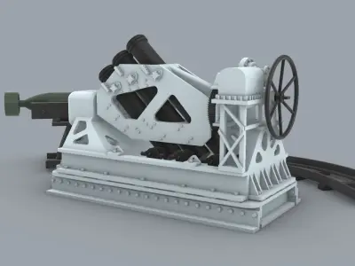 Squid Antisubmarine Mortar  Low-poly 3D model