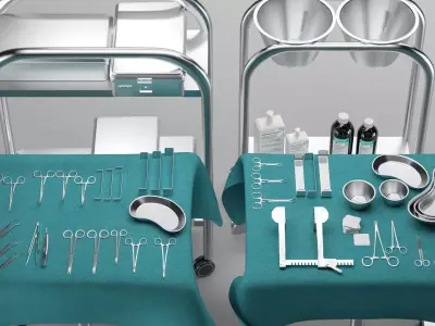 Surgical Instruments 3D Model Low-poly 3D model