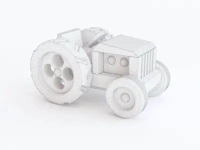 Wooden toy tractor 02 3D model
