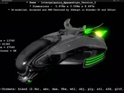 High quality spaceship game ready low poly Low-poly 3D model