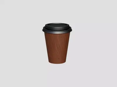 Coffee Cup Wood Design Low-poly 3D model
