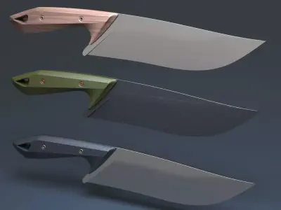 Hunting and combat modern kitchen knife 3D model
