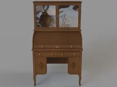 Antique Roll Top Secretary Desk 3D model
