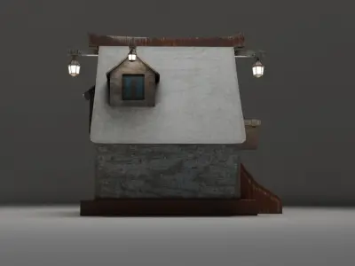 Medieval House Low-poly 3D model 4