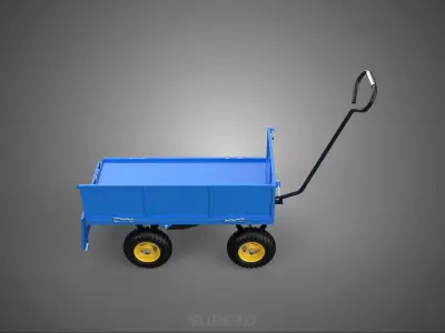 CONVERTIBLE DROP DOWN SIDE TROLLEY CART WAGON DOLLY TRAILER LOAD 3D model