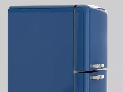 Retro fridge blue Low-poly 3D model