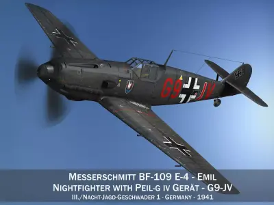 Messerschmitt - BF-109 E - G9-JV -  Nightfighter 3D model