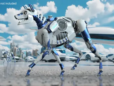 Futuristic Police Robot Dog Walking Pose 3D model